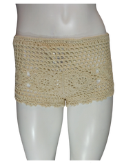 Millau Girls’ Cream Crochet Sheer Shorts, Size Small