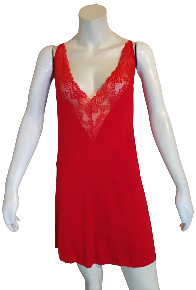Crowned Diva Red Lace Accent V-Neck Babydoll with Panty