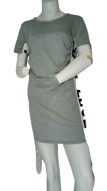 I>R Women’s Grey “Love” Short Sleeve Dress, Size Small