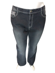 Faded Glory Women’s Black Jeans with Ribbon Trim, Size 22W