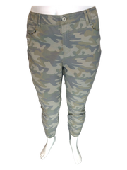 North Star Women’s Green Distressed Camo Pants with Metal Accents, Size 18W
