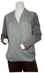 Leshop Women’s Grey Long Sleeve Open Shirt, Size Medium