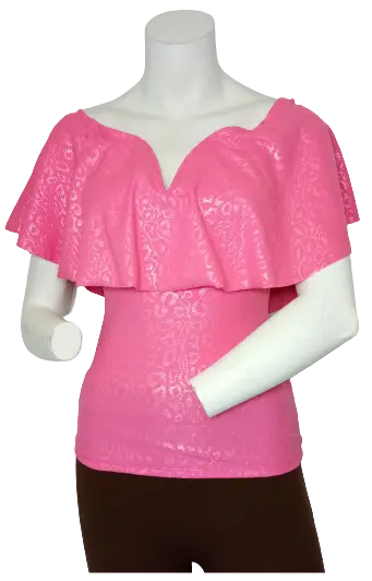 Vizio USA Women’s Pink V-Neck Top with Yoke Collar, Size Small