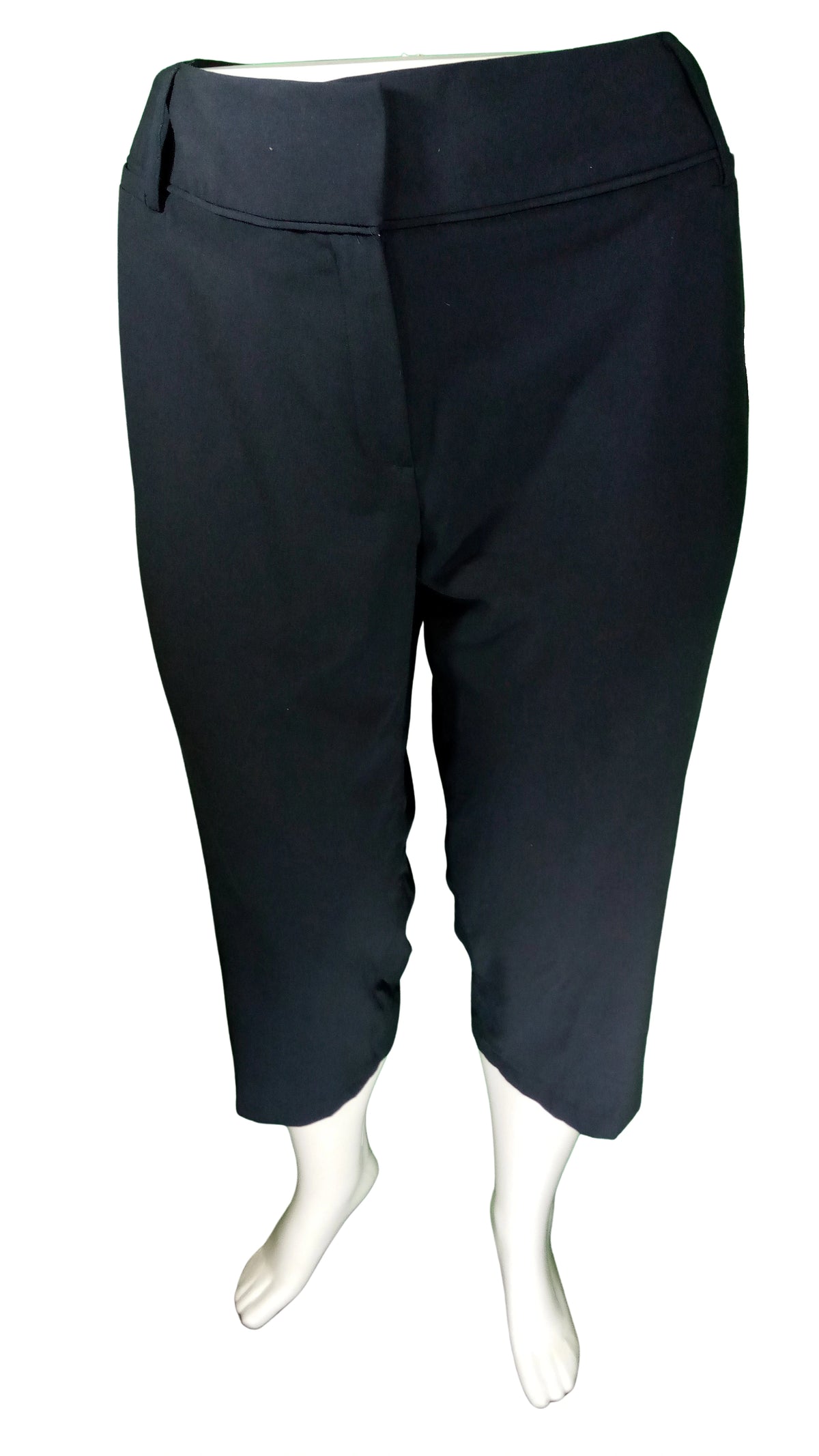 Larry Levine Girls’ Deep Navy Curvy Crop Capri Pants – Size 20W, Stretch Rayon Blend