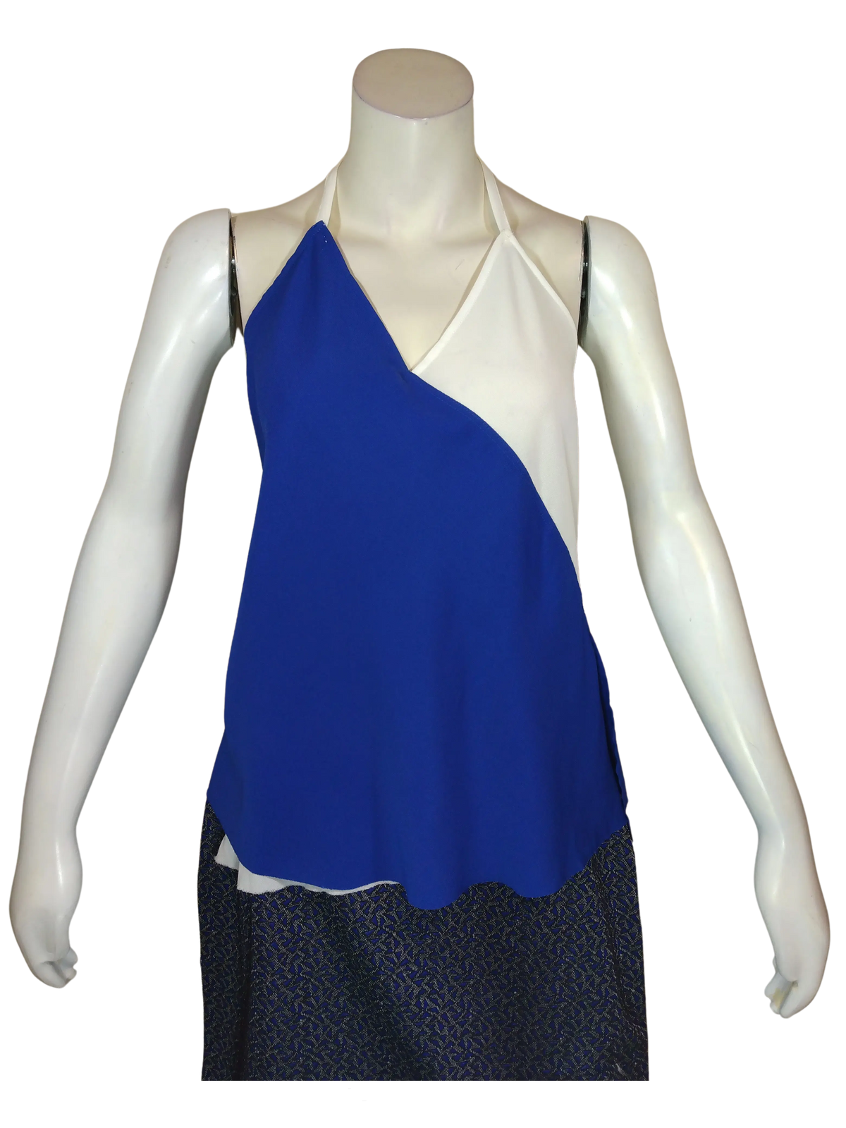 Lovposh Women’s Blue/White Halter Top, Size Large