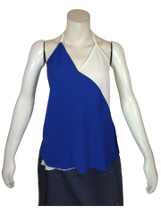 Lovposh Women’s Blue/White Halter Top, Size Large