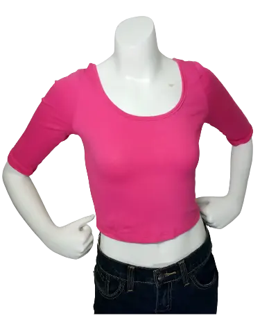 Love In Girls’ Pink 3/4 Sleeve Crop Top, Youth Small