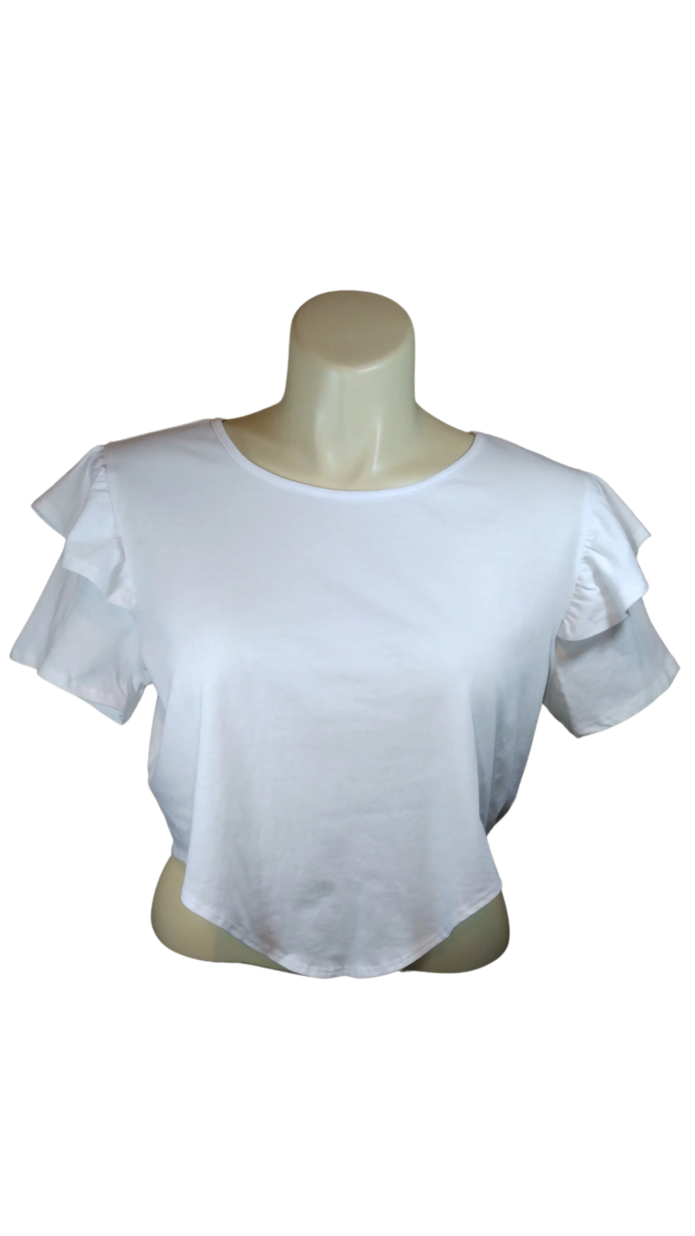 i>r Girls’ White Short Sleeve Top with Ruffles, Size 2X