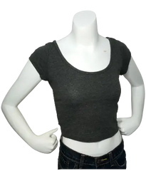 Love In Girls’ Dark Grey Short Sleeve Crop Top, Youth Small