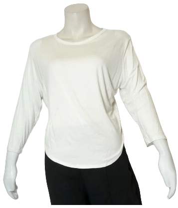 Cleo Apparel Women's White Long Sleeve Open-Back Shirt – 1X Size, Rayon-Spandex Blend