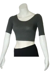 Love In Girls’ Dark Grey 3/4 Sleeve Crop Top, Size Small