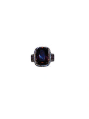 Diva General Purple Oval Ring – Gold-Tone & Rhinestone Fashion Jewelry for Bold Elegance