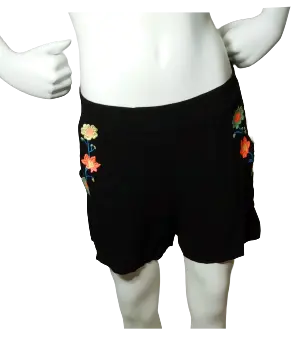 Mika & Gala Girls’ Black Flowered Shorts, Youth Size 10