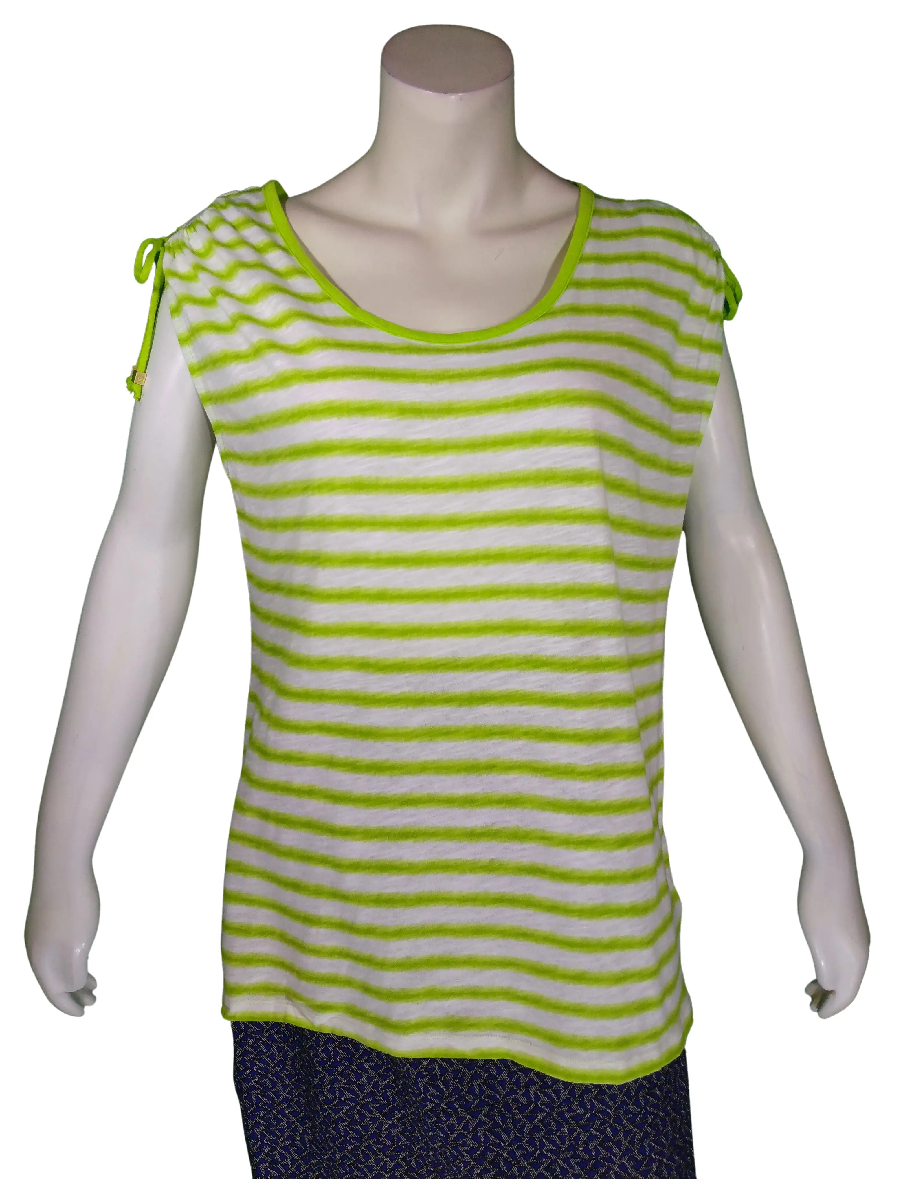 Michael Michael Kors Women’s Lime Green Striped Sleeveless Tee, Size 0X