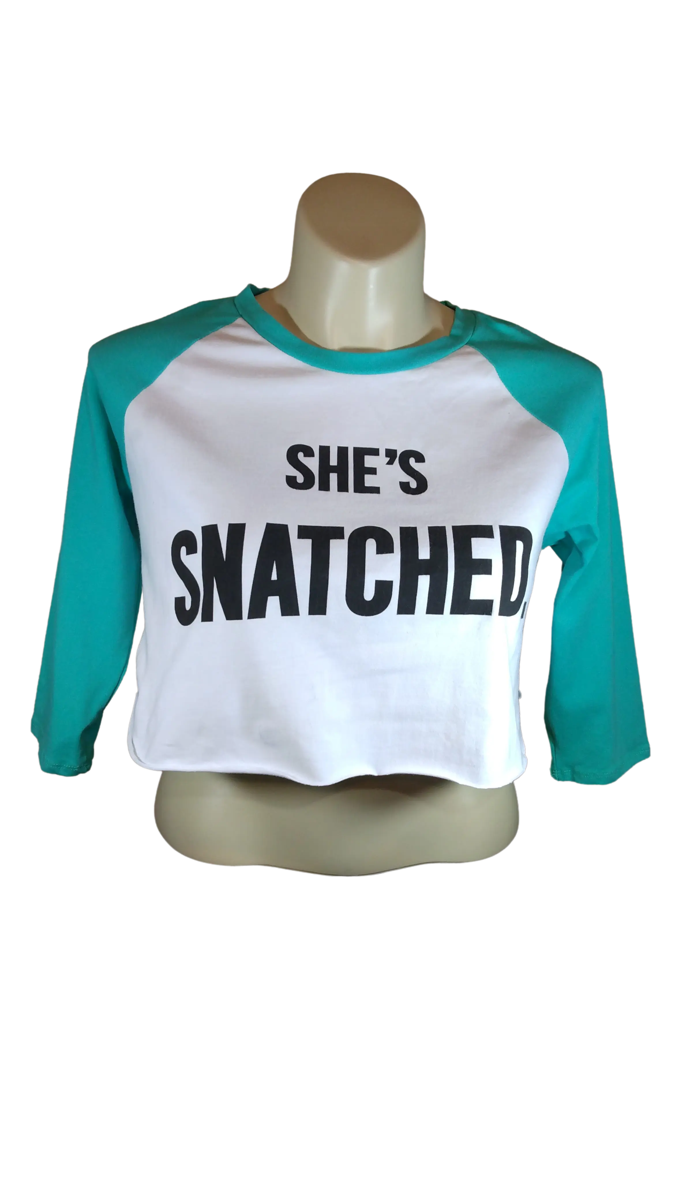 Cleo Apparel Girls’ Green/White “She’s Snatched” Crop Top, Size 1X
