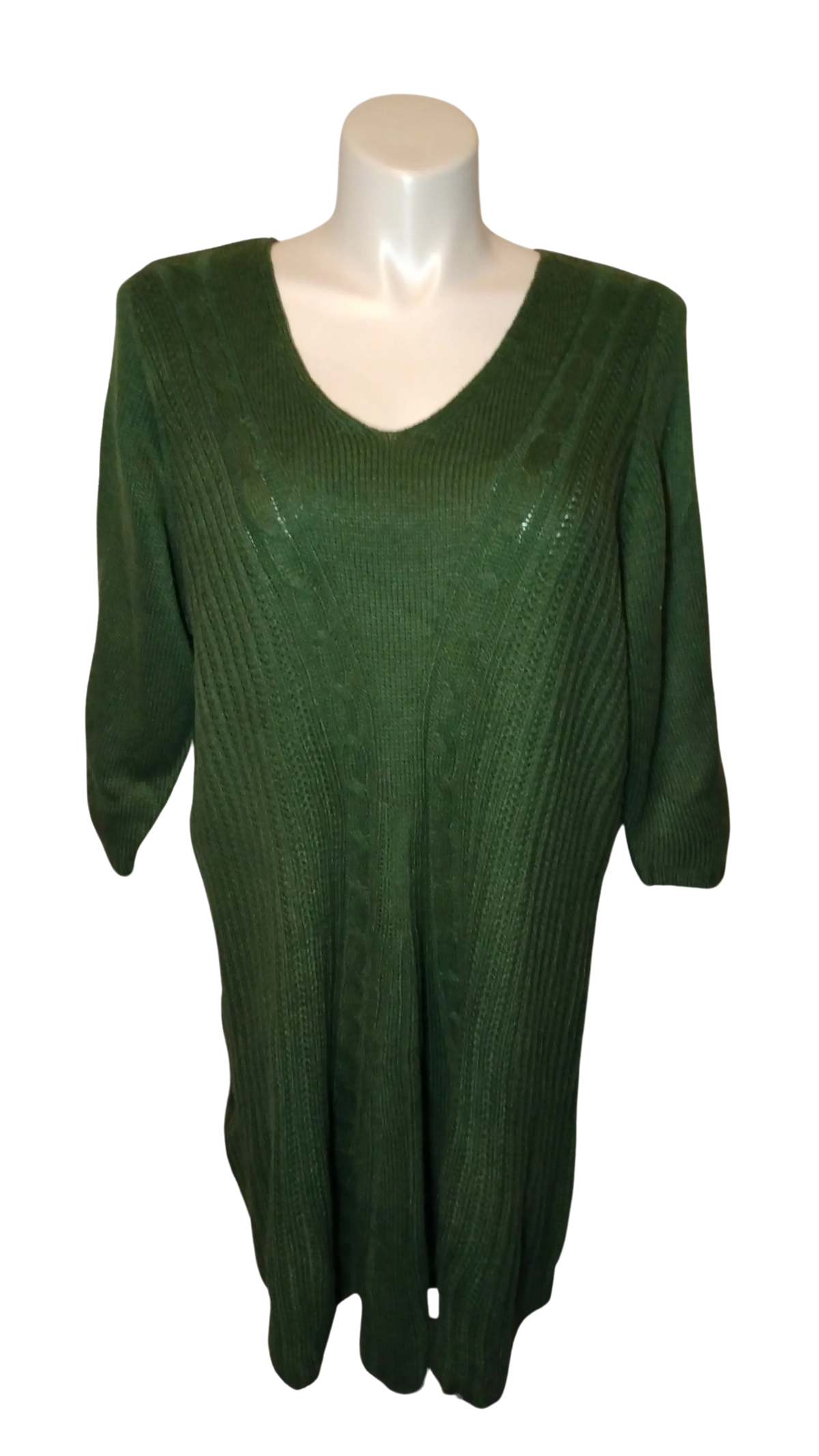 NY Collection Women’s Green Long Sleeve Sweater Dress, Size 3X