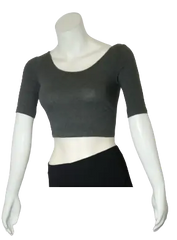 Love In Girls’ Grey 3/4 Sleeve Crop Top, Size Large
