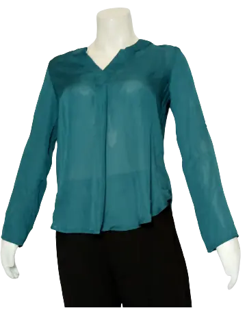 Fugai Xiang Women’s Sheer Green Shirt, Size Small