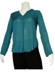 Fugai Xiang Women’s Sheer Green Shirt, Size Small