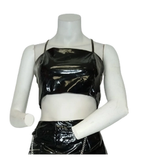 Fashion Nova Black Pleather Bra – Small Size Women’s Faux Leather Bralette, Stretch Fit