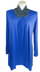 Teng Yue Women’s Blue Long Sleeve Sheer Tunic, Size 3X