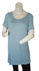 Love In Women’s Light Blue Short Sleeve Tunic, Size Large