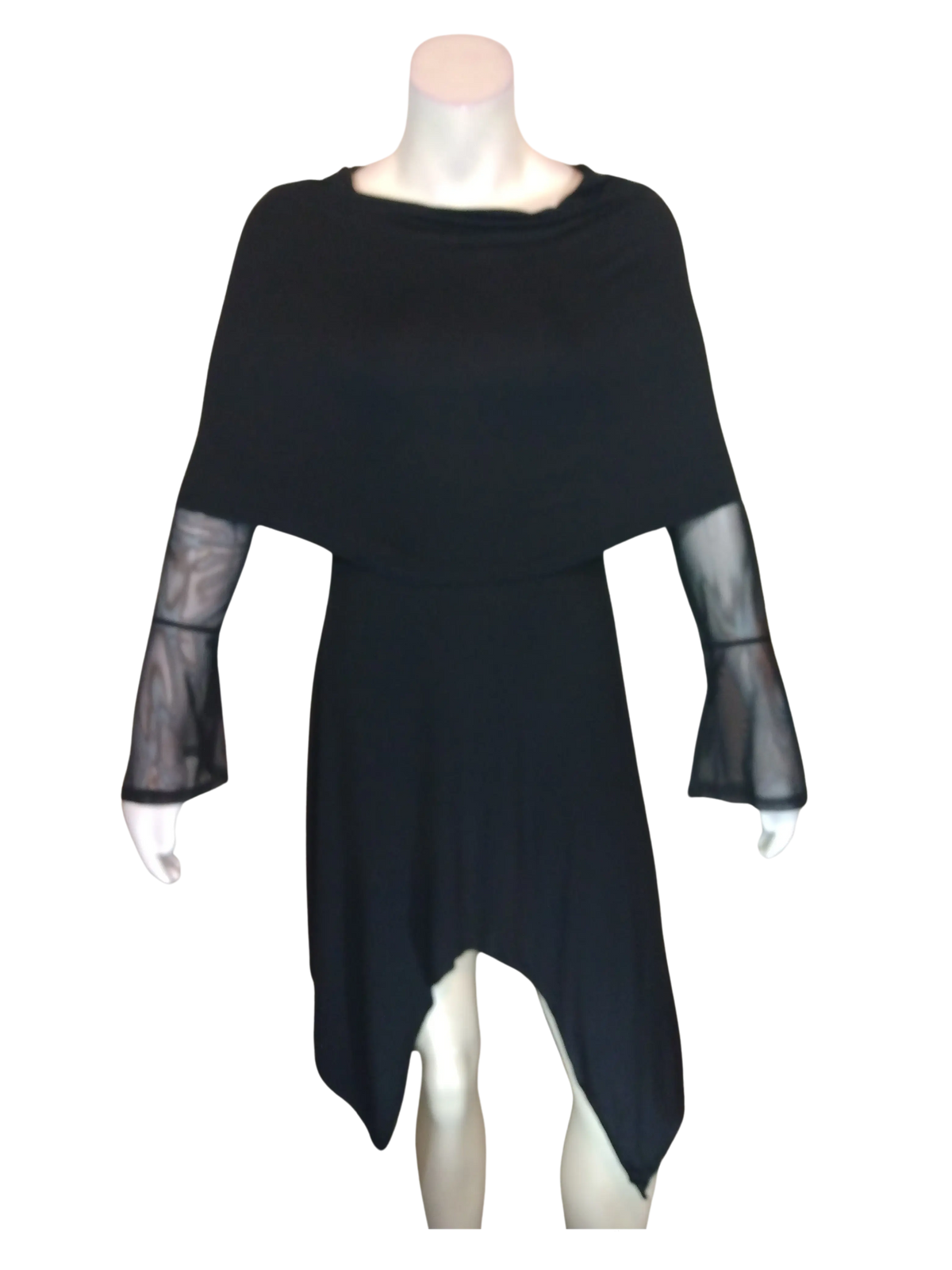 Diva General Collection Women’s Black Cowl Neck Asymmetric Dress, Size Medium