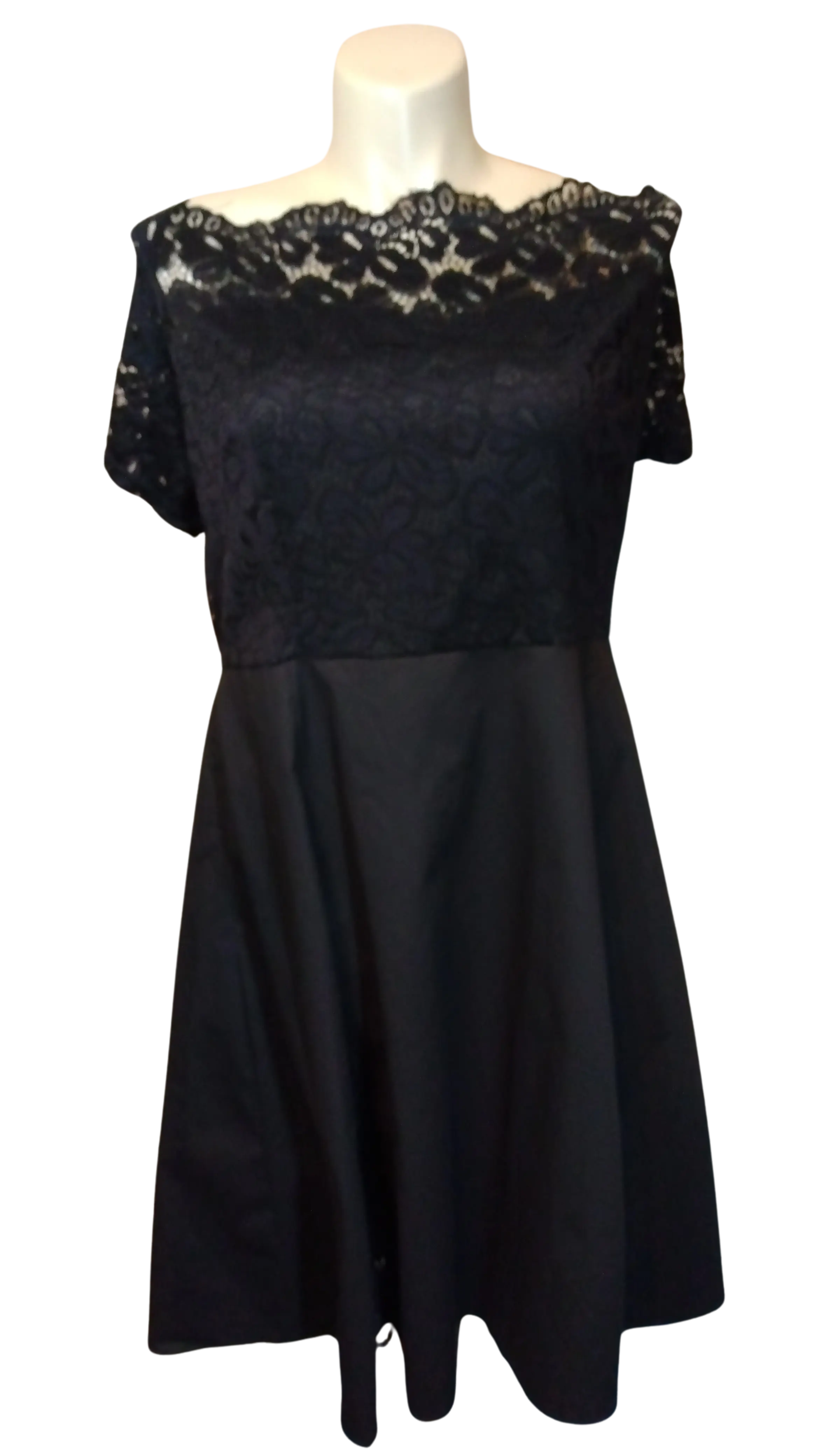 Rosegal Women’s Black 1/2 Sleeve Dress with Lace Accent, Size 5X