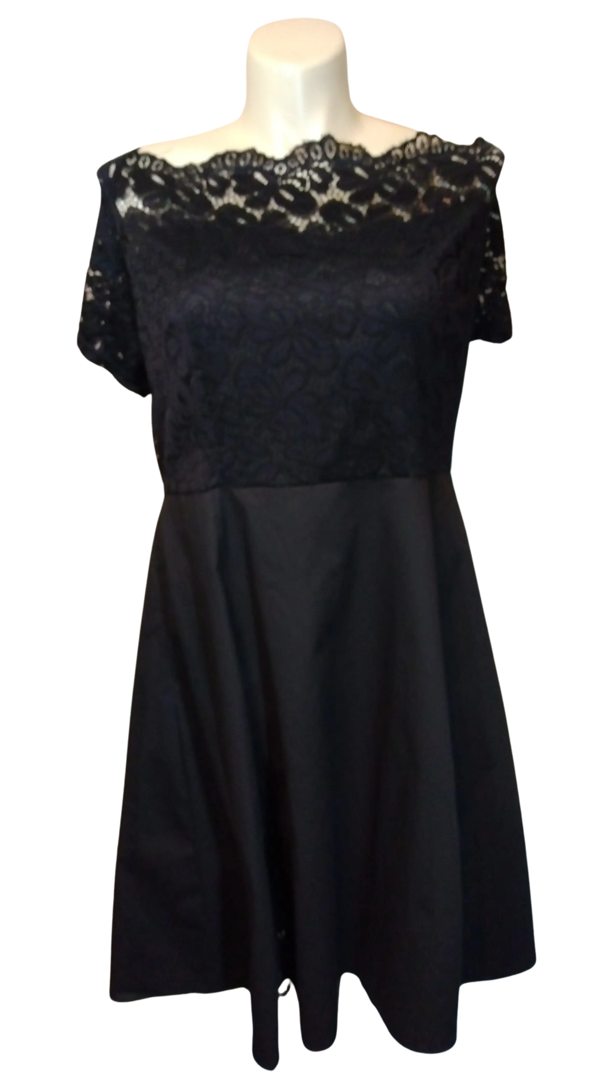 Rosegal Women’s Black 1/2 Sleeve Dress with Lace Accent, Size 5X