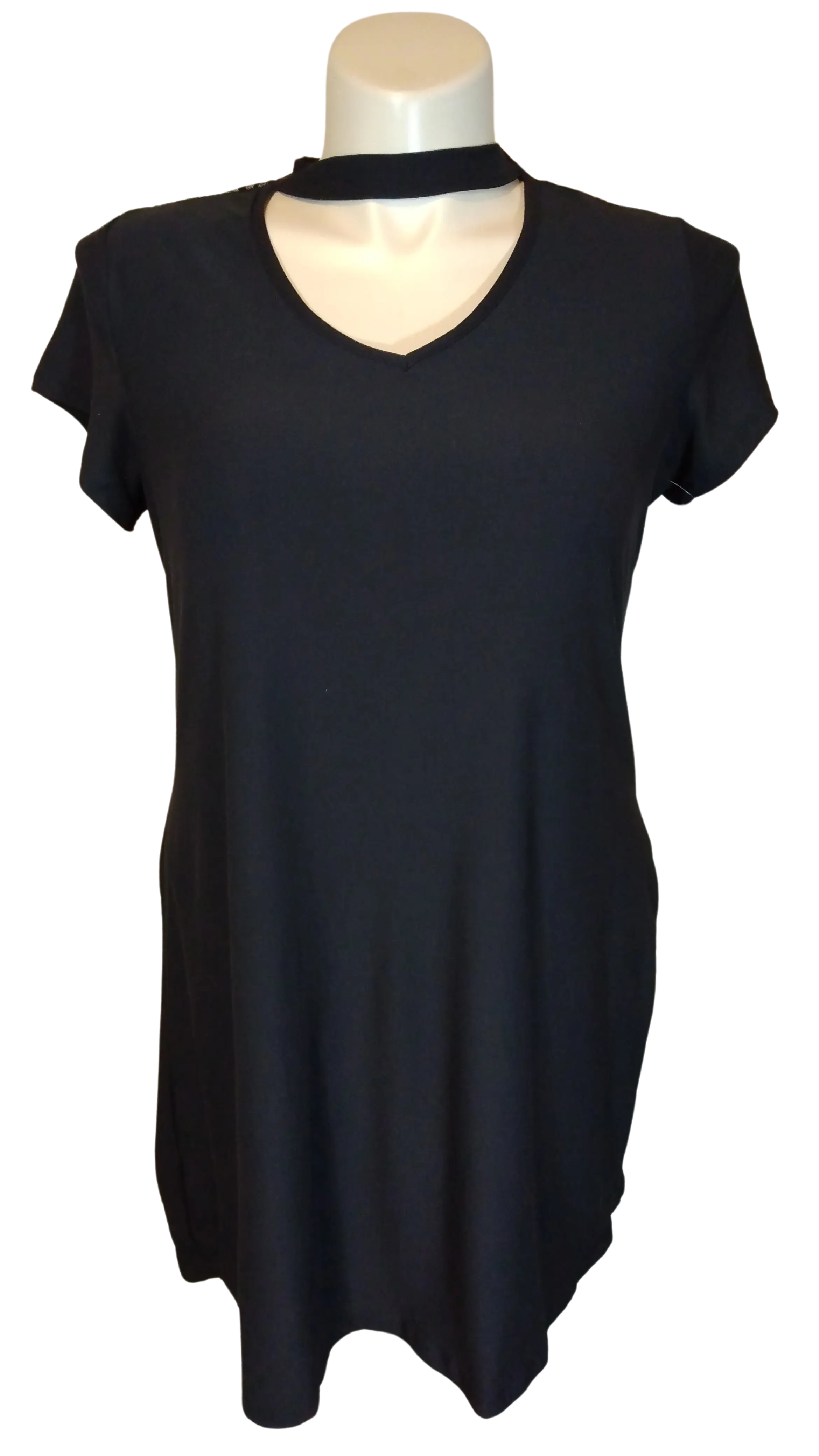 Just Be Women’s Black Short Sleeve Dress with Lace Accent, Size 3X