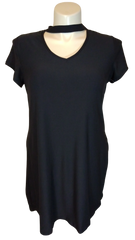 Just Be Women’s Black Short Sleeve Dress with Lace Accent, Size 3X