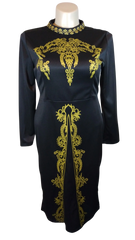 Diva General Collection Women’s Black Semi-Sheer Patterned Dress, Size 2X
