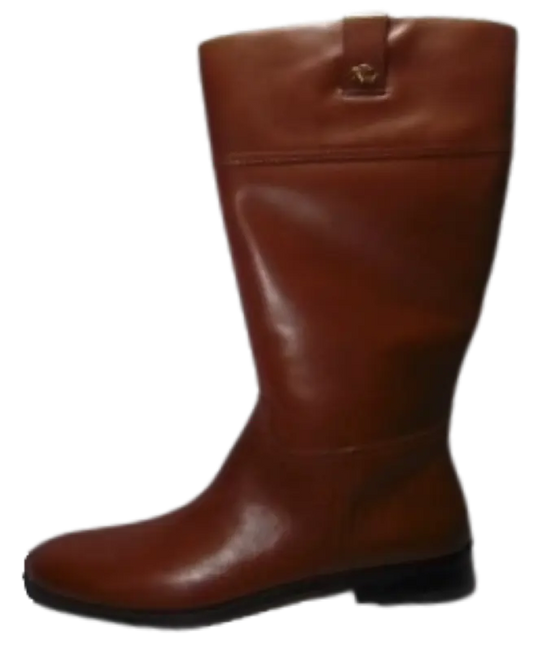 Ralph Lauren Burnished Leather Calf Tall Boots Polo Tan