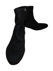 Dolcetta Women’s Black Suede Stiletto Heel Ankle Boots with Side Zipper - Size 10