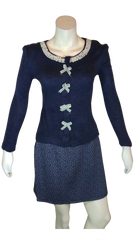 Sports Girl Women’s Black Sweater with Pearls and Bows, Size 2