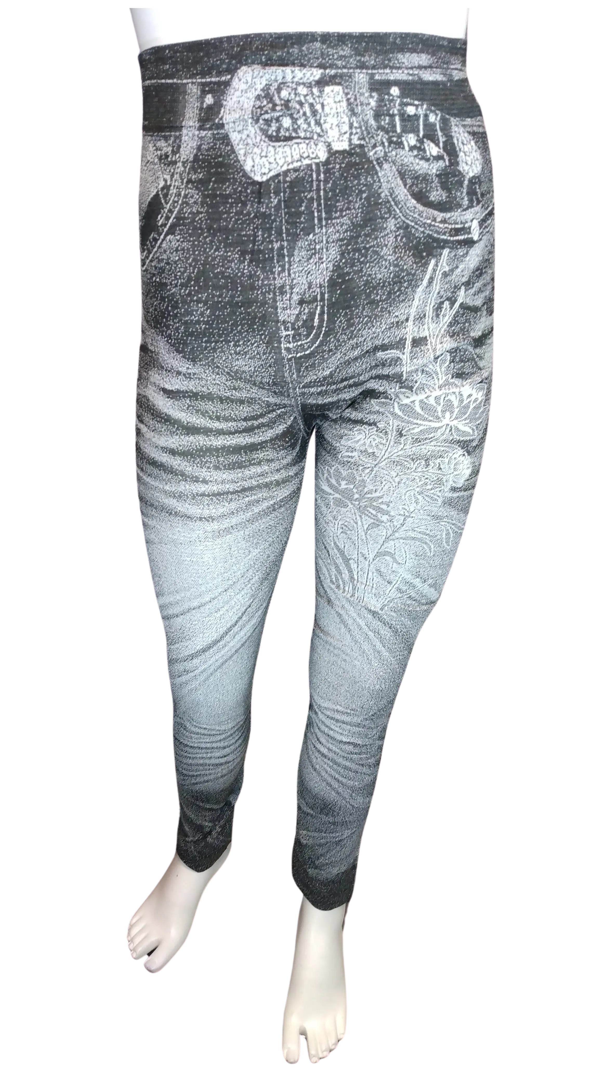 Chuns Girls’ Black/White Flower Leggings, OSFA