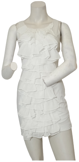 Minuet Women’s White Dress with Ruffles, Size Large