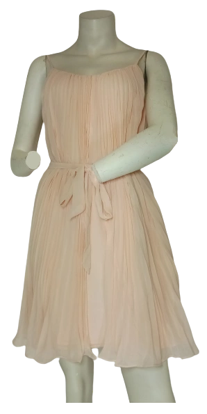 Minuet Peach Pleated Dress with Spaghetti Straps – Small Size Women’s 100% Polyester Summer Dress
