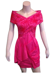 Minuet Women’s Hot Pink Dress with Chrysanthemums, Size Small
