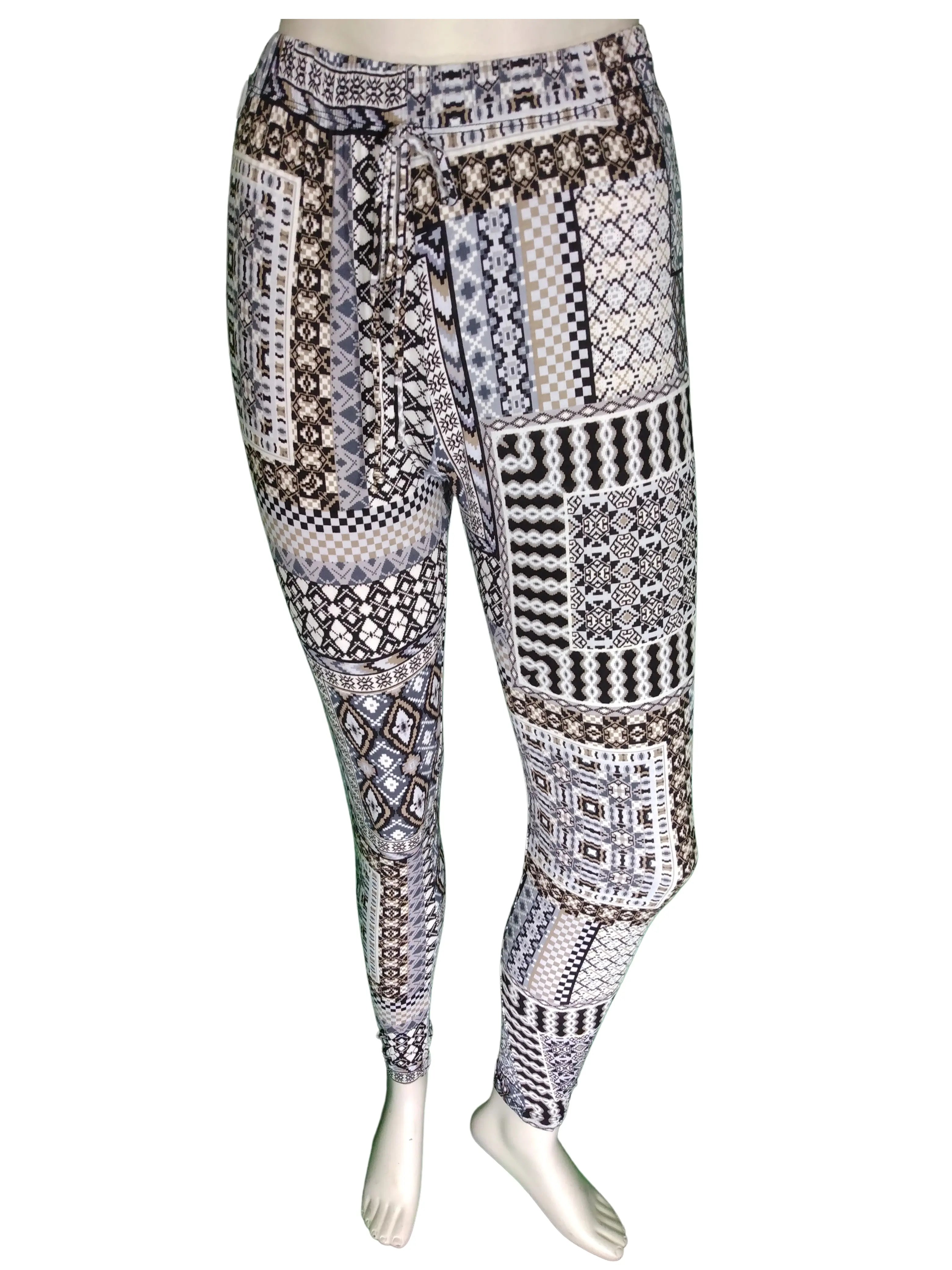 Cemi Ceri Women’s Tan/Grey/Black Geometric Pant, Size Small