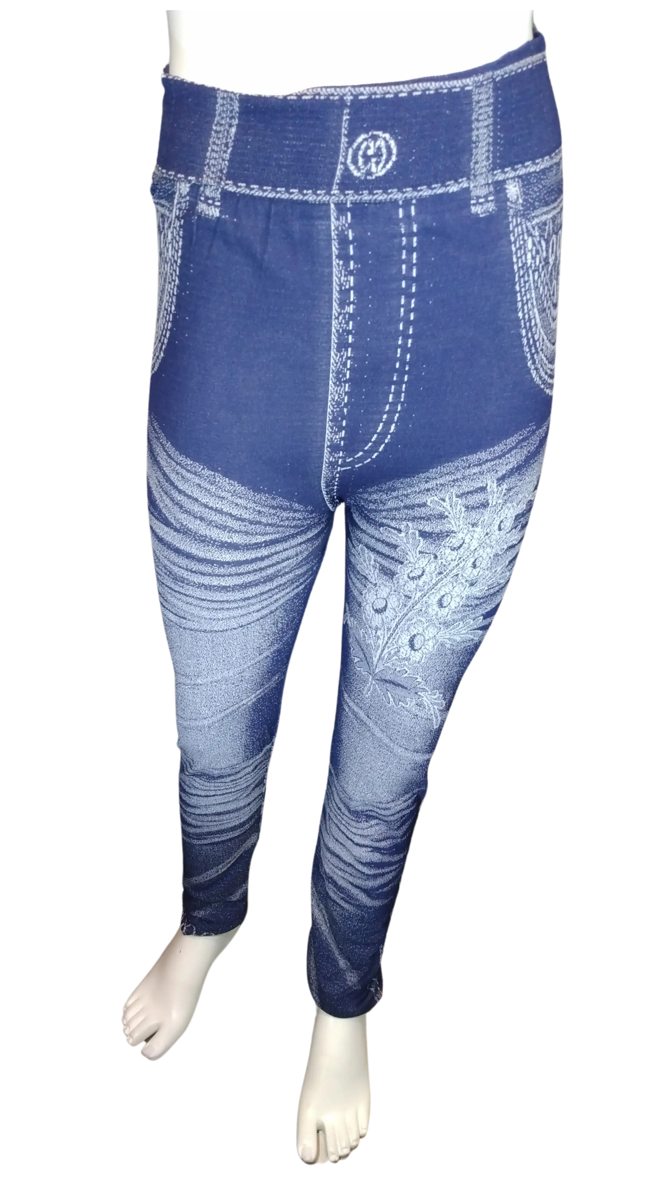 Chun’s Girls’ Blue/White Daisy Leggings, OSFA