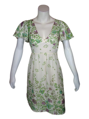 Minuet Women’s Cream/Green Floral Dress, Size Small