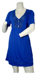Minuet Women’s Dark Blue Short Sleeve Dress with Eyelets, Size Small