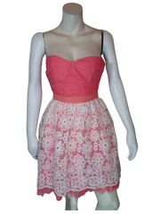 Minuet Women’s Coral/White Strapless Dress, Size Small