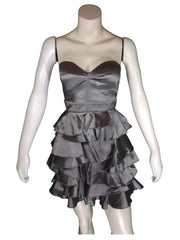 Minuet Girls’ Grey Tiered Strapless Dress, Size Small