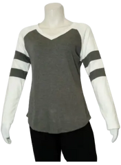 Diva General Collection Girls’ Grey/White V-Neck Long Sleeve Shirt, OS