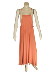 Love In Orange/Cream Spaghetti Strap Dress – Large Women’s Fashion, Viscose-Spandex Blend