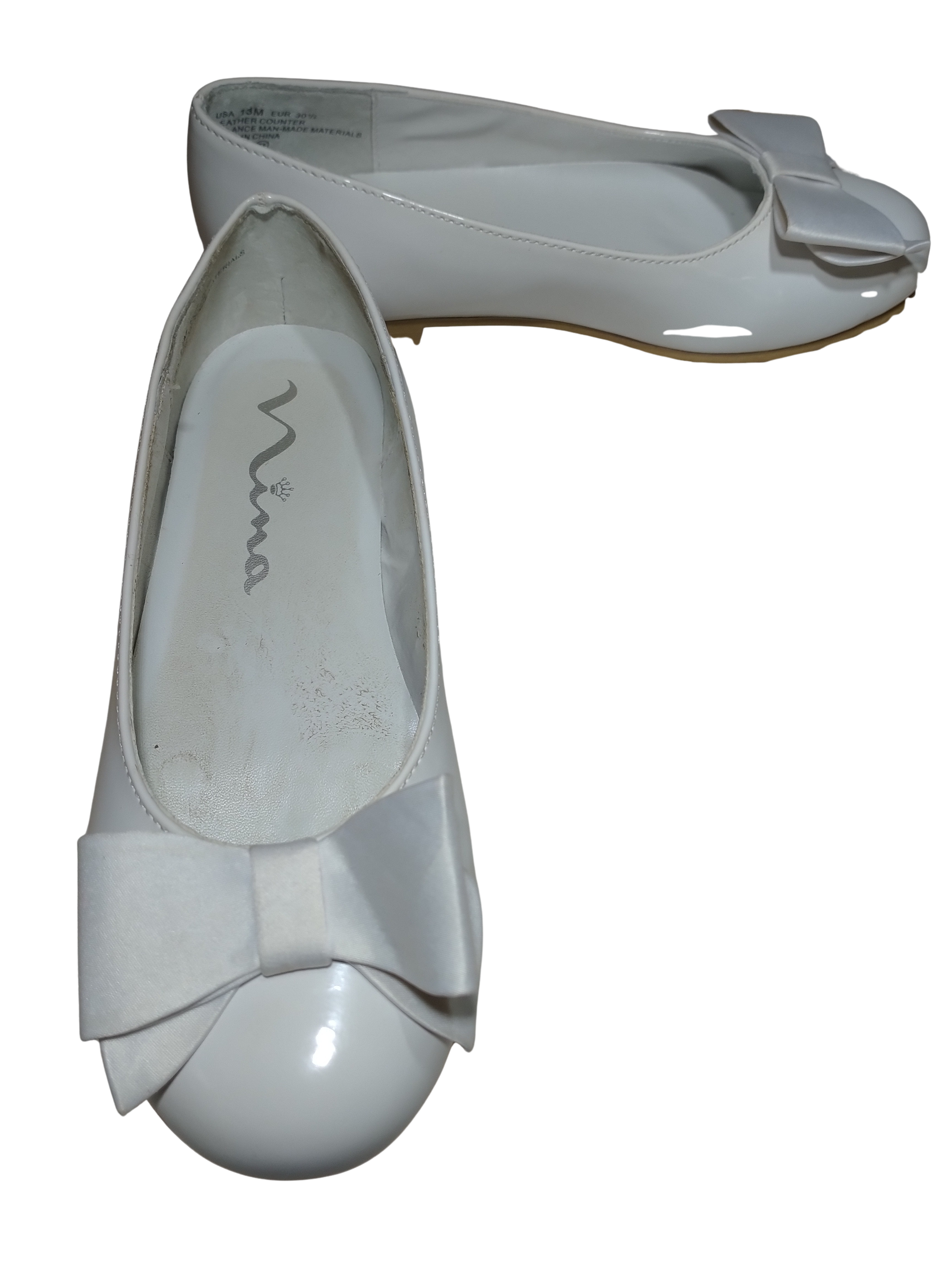 Nina Girl's Pegasus Little Kid Ivory Patent Satin Ballet Flats