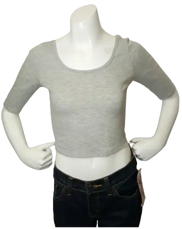 Love In Girls’ Light Gray Crop Top, Size Large