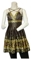 Minuet Black/Green/Gold Sundress Women Small
